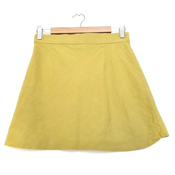 NEW Zara Linen Blend A Line High Rise Micro Mini Skirt Chartreuse Green Small - Picture 7 of 9
